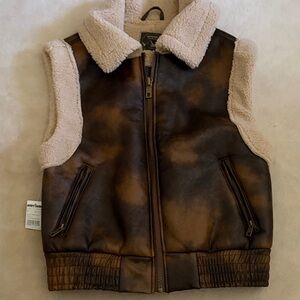 Brown Faux Leather Vest